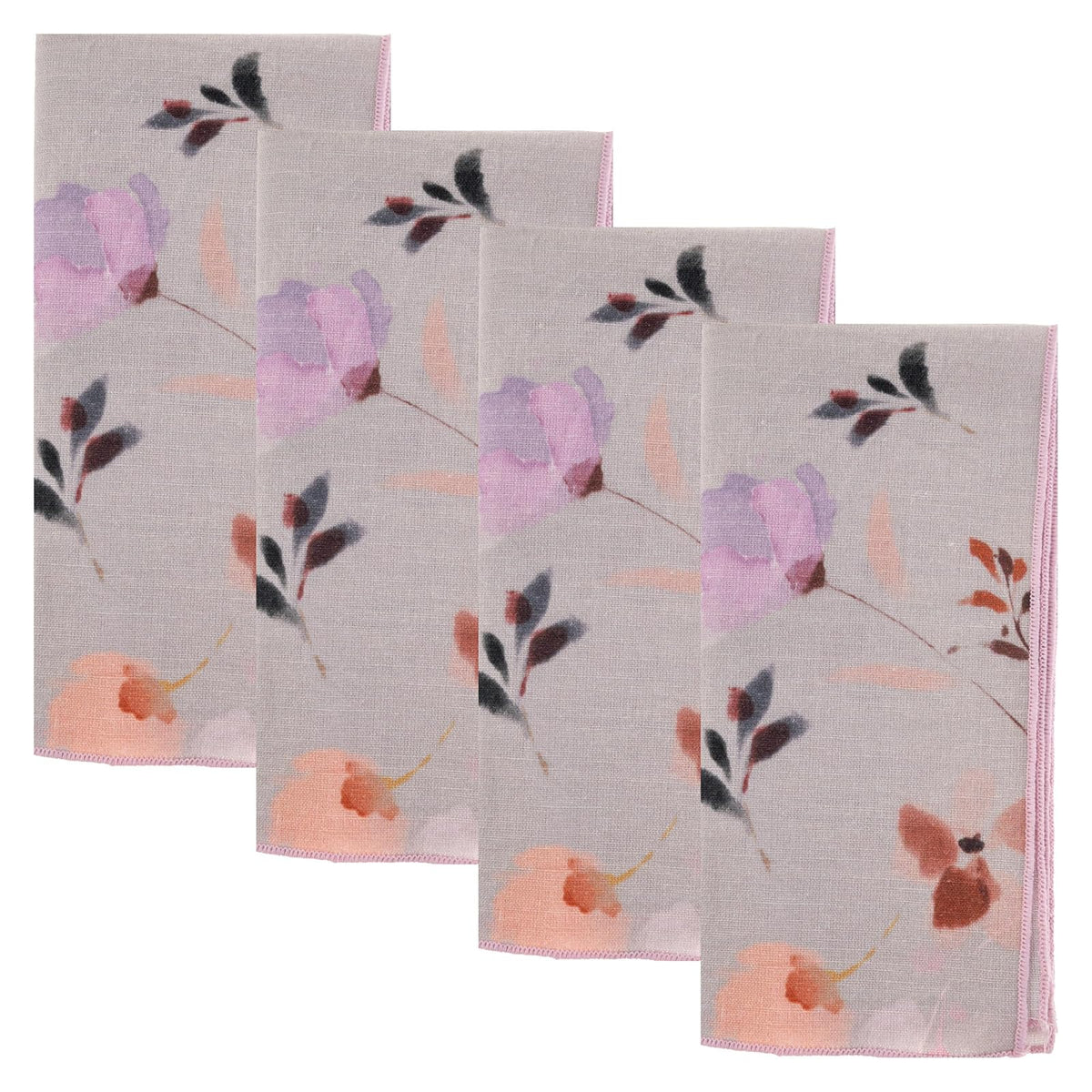 Karma Cloth Napkin, 18" x 18" (Set of 4), Gray/Lilac Floral