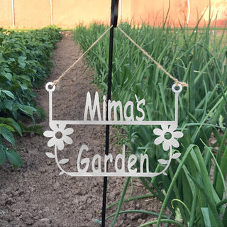 ROCC RUSTED ORANGE CRAFTWORKS CO. Decorative Signage, Mima's Garden Hanger, Silv