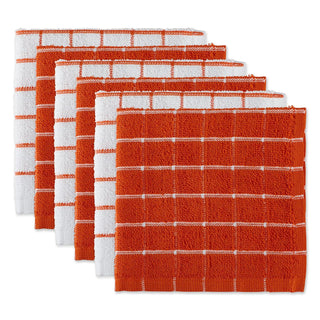 DII Design Basic Terry Collection Windowpane Dishcloth Set, 12x12, Spice 6 Count
