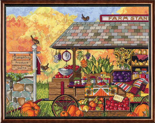 Design Works Crafts Janlynn 017-0111 Buck's County Farm Stand Counted Cross Stitch Kit, 16 x 12