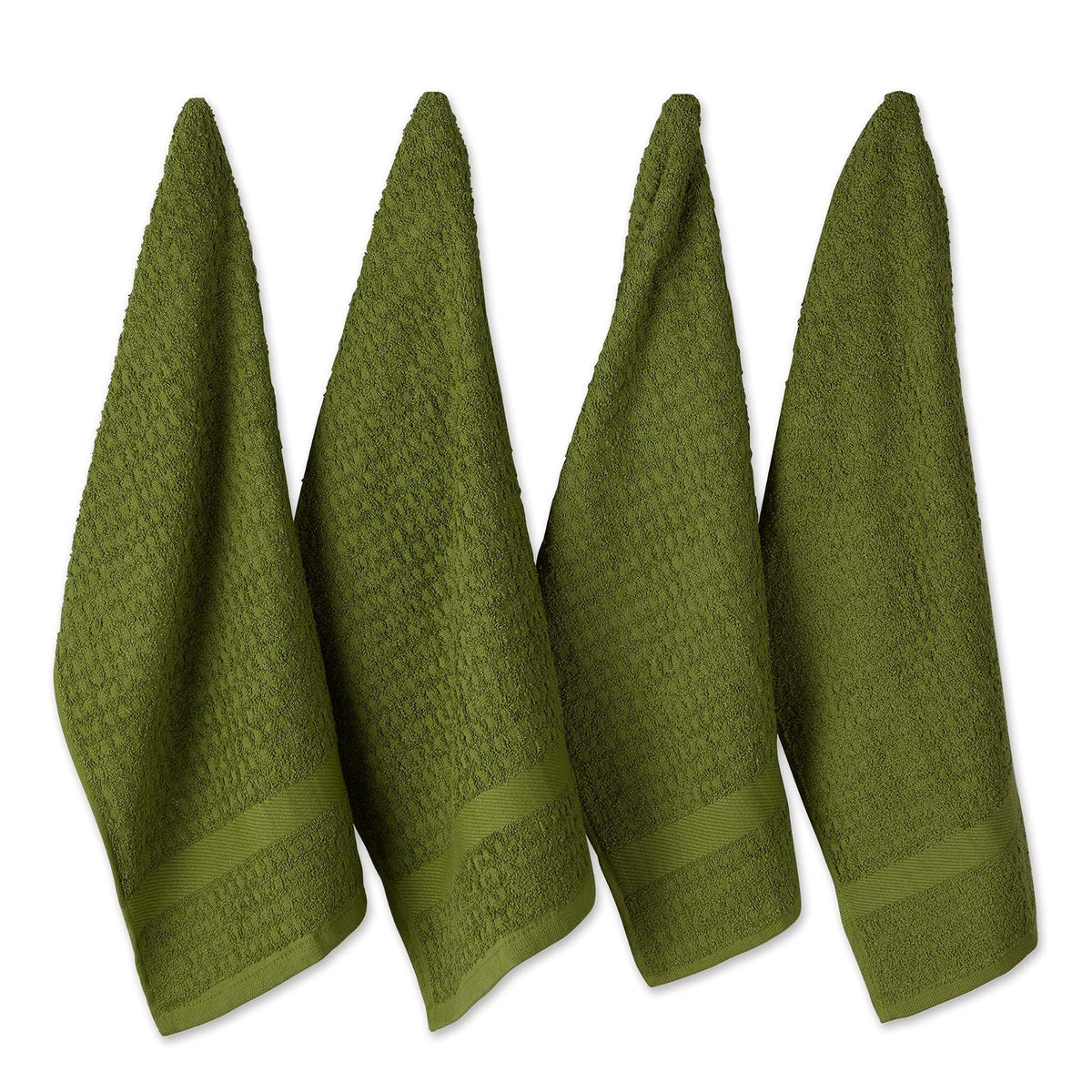 DII Design Basic Terry Collection Waffle Dishtowel Set, 15x26, Solid Antique Green, 4 Piece