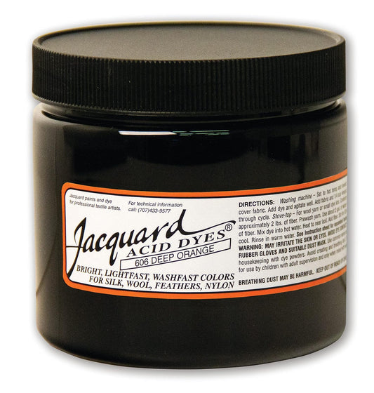 Jacquard Acid Dye for Wool, Silk and Other Protein Fibers, 8 Ounce Jar, Concentrated Powder, Deep Orange 606
