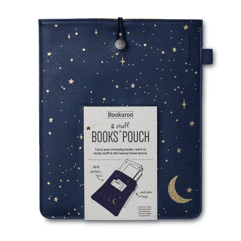 IF Moon & Stars - Bookaroo Books Stuff Pouch, Dark Blue/Gold