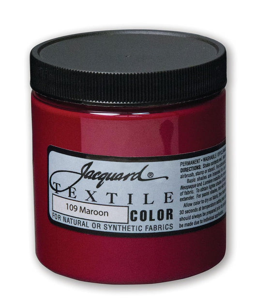 Jacquard Fabric Paint for Clothes - 8 Oz Textile Color Maroon Leaves Fabric Soft - Permanent and Colorfast - Professional Quality Paints Made in USA - Holds up Exceptionally Well to Washing