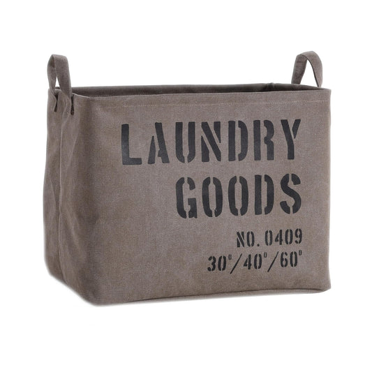 Danya B. LY117 Decorative Canvas Laundry Basket with Handles - Portable Collapsible Foldable Clothes Hamper - Khaki Green