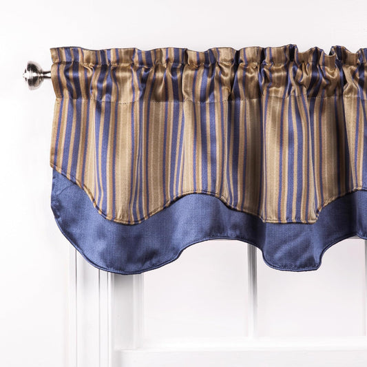 Belle Maison Windsor Jaquard Layered Valance Color: Blue