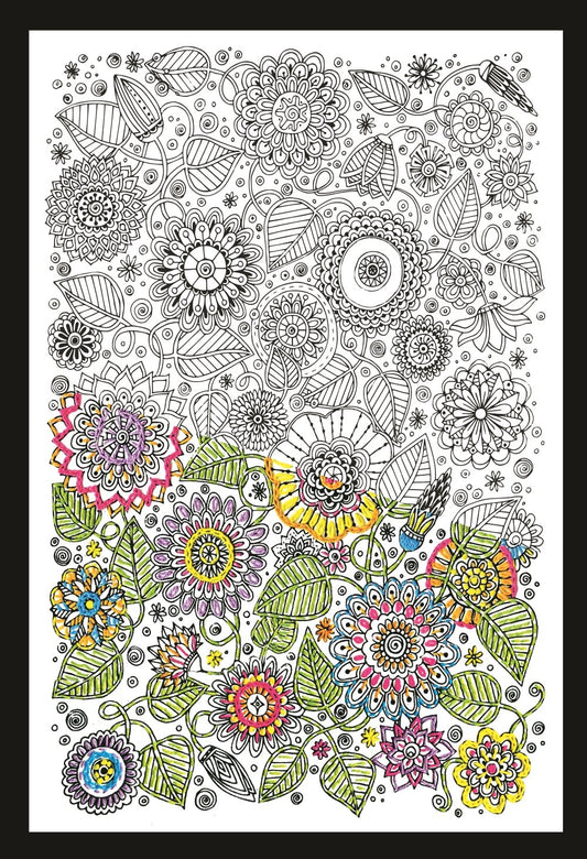 Design Works Crafts-Zenbroidery Stamped Embroidery 10"X16", Large Floral
