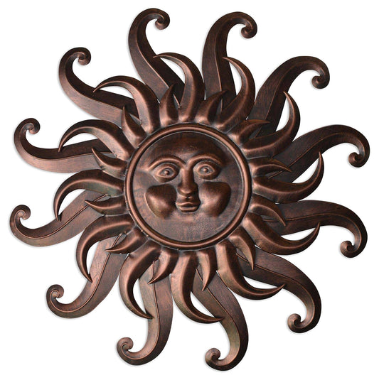 Comfy Hour 25 Inch Large Metal Sun Wall Decor, Sun Face Outdoor