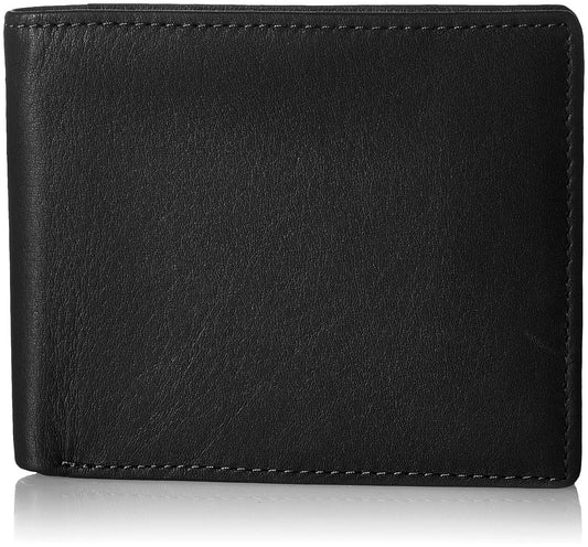 Royce Leather Men's RFID Blocking Bifold Wallet in Leather with Double Id Display, Black, One Size