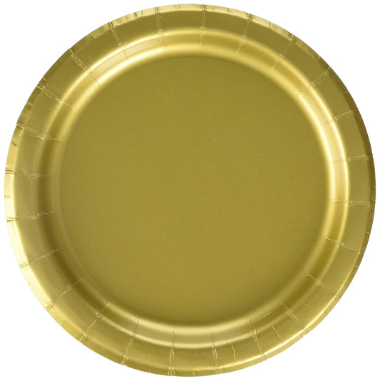 Unique Industries, Cake Paper Plates, 20 Pieces - Gold