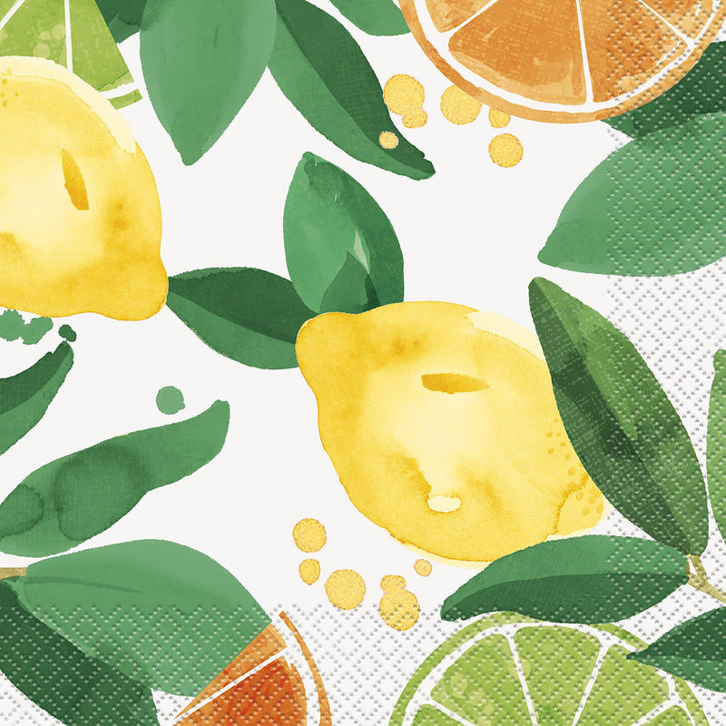 Multicolor Luncheon Paper Napkins (Pack Of 16) | Vibrant Citrus Fruit Design, Perfect for Summer Parties, Tropical Themes, BBQs &amp; Picnics