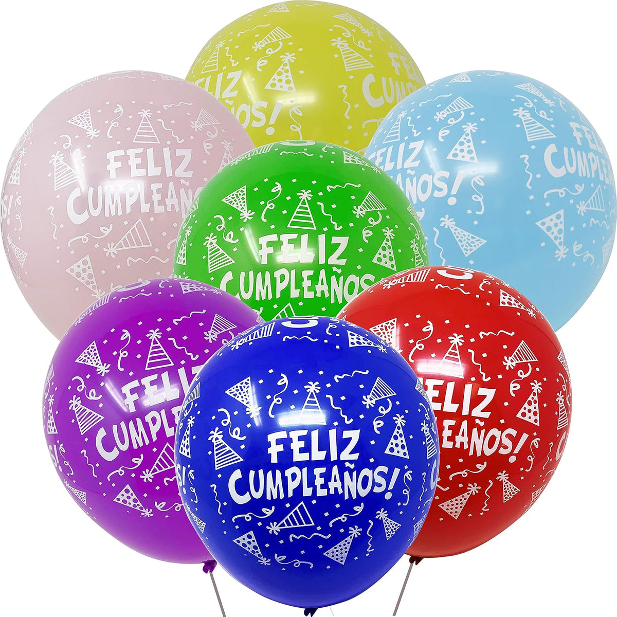 allgala Balloon, 100 Count (Pack of 1), "Feliz Cumpleaños"