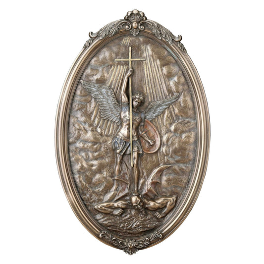 Studio Collection St. Michael The Archangel Wall Plaque | Patron Saint of Grocers, Military, and Police | Christian Home Goods