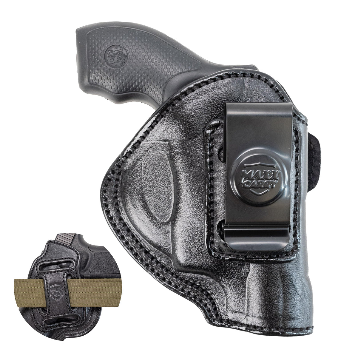 Cardini Leather USA Gun Holster, Black - R/H, Traditional