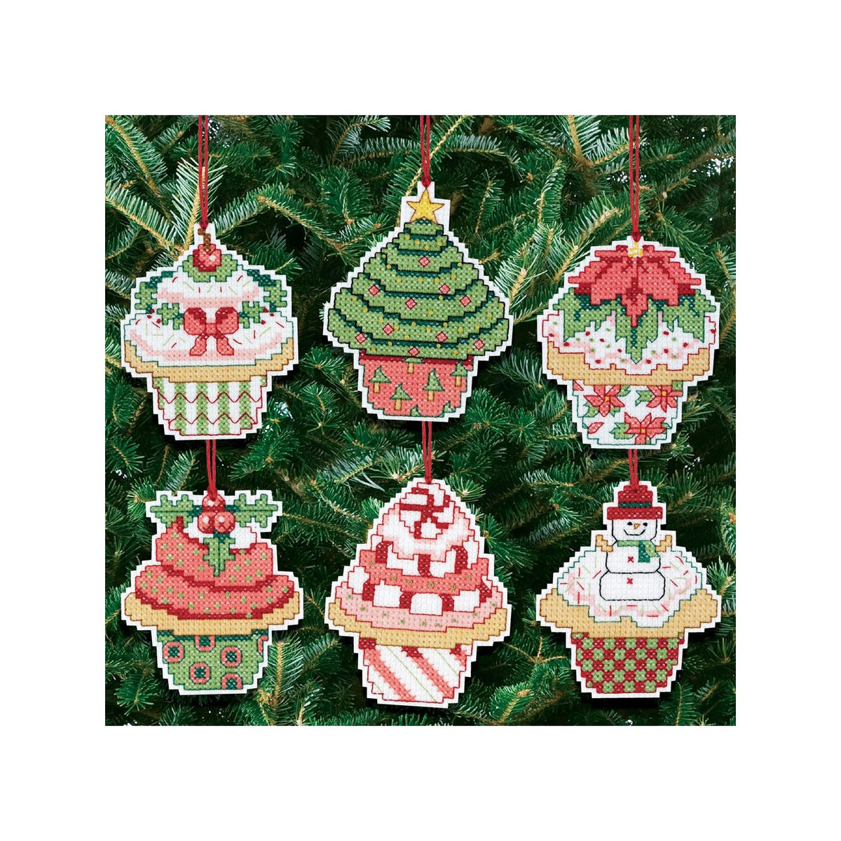 Janlynn Art Craft Kit, approximately 3" each, 3"X3" 14 Count Set Of 6