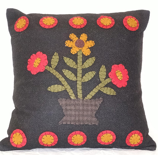 Home Collection by Raghu Blooms Black Pillow, 14" x 14"