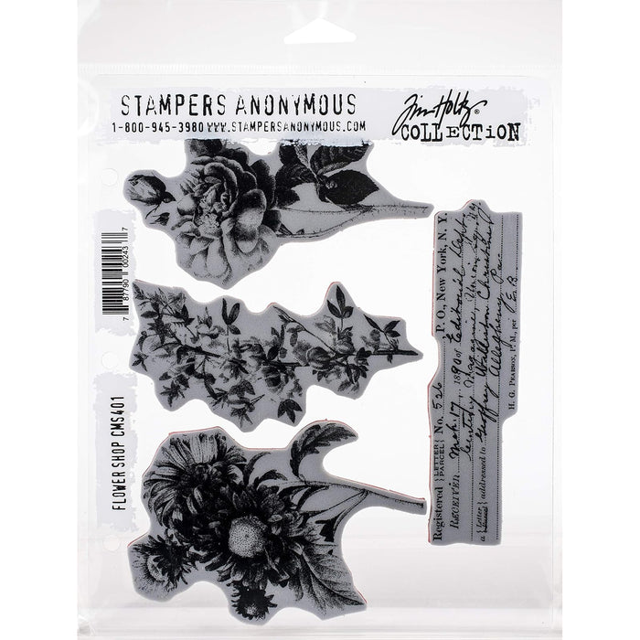 Stampers Anonymous Rubber Stamp, 7 x 8.5 inches, Flower Shop