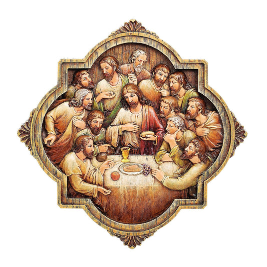 Joseph's Studio by Roman - Last Supper Wall Plaque, Carved Wood Look, Renaissance Collection, 10.25" H x 10.25" W, Resin and Stone, Decorative, Spiritual, Religious, Durable, Long Lasting