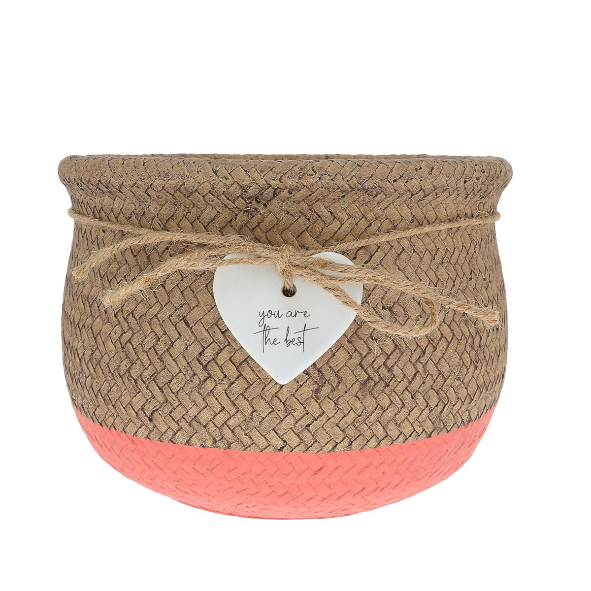 Pavilion Gift Company Planter, 8.5 Inch, Brown, Pink & White