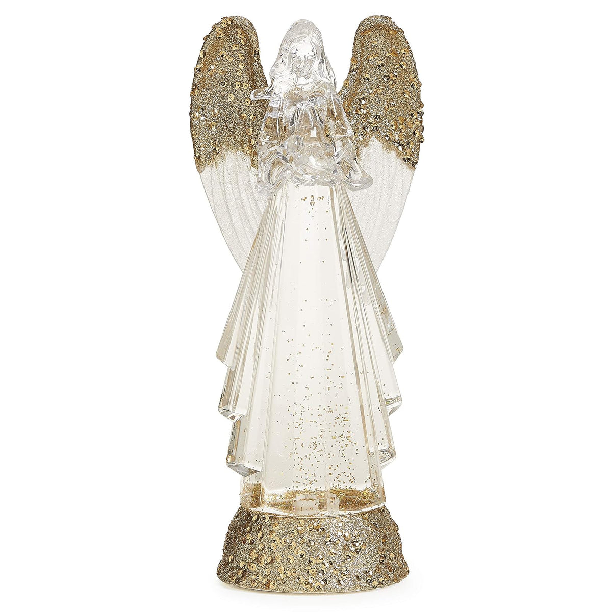 Roman 133404 Led Swirl Gold Angel with Bird, 12.5 inch