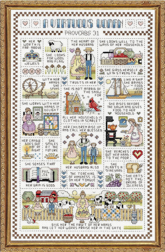 Design Works Crafts Janlynn 14 Count A Virtuous Woman Counted Cross Stitch Kit, 9-1/4-Inch by 15-1/4-Inch