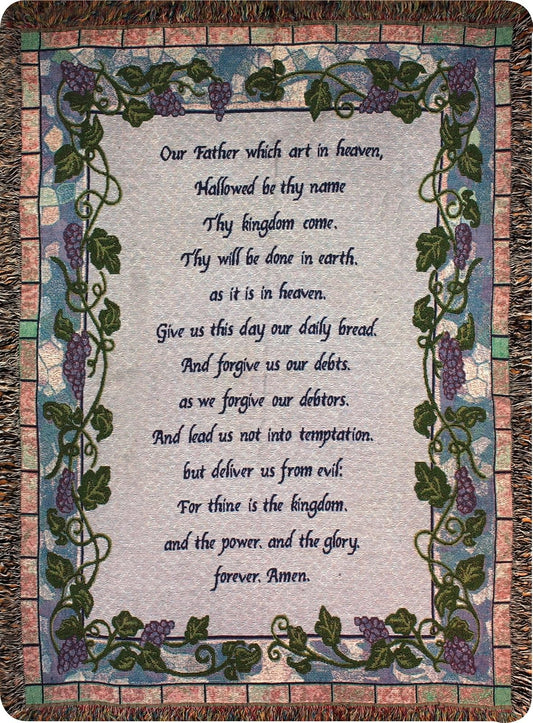 Manual Inspirational Collection 50 x 60-Inch Tapestry Throw with Verse, The Lord's Prayer