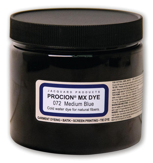 Jacquard Procion Mx Dye - Undisputed King of Tie Dye Powder - Medium Blue - 8oz Net Wt - Cold Water Fiber Reactive Dye Made in USA