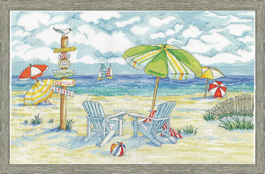 Design Works Crafts Inc. 2862 Beach Signs, 11'' x 18' Counted Cross Stitch Kit, 11" by 18", Multicolor