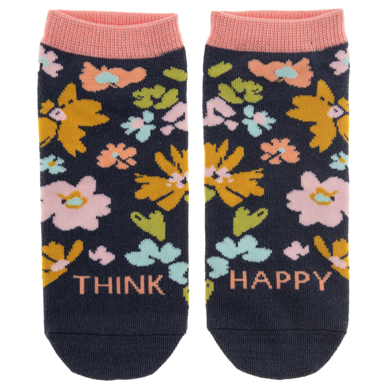 Karma Navy and Pink Ankle Socks - Cute and Funny Socks for Women - Bright and Colorful Designs - One Size Fits Most - Navy and Pink