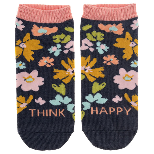 Karma Navy and Pink Ankle Socks - Cute and Funny Socks for Women - Bright and Colorful Designs - One Size Fits Most - Navy and Pink