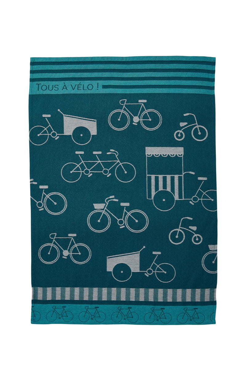 Coucke Printed Cotton Jacquard Tea Towel, All a Bike, 50 x 75 cm