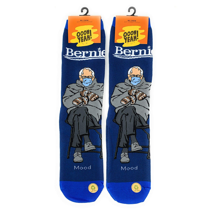 ooohyeah Women's Novelty Funny Bernie Sanders Crew Socks, Fun Crazy Dress Socks Gifts, Feel the Chilling Burn