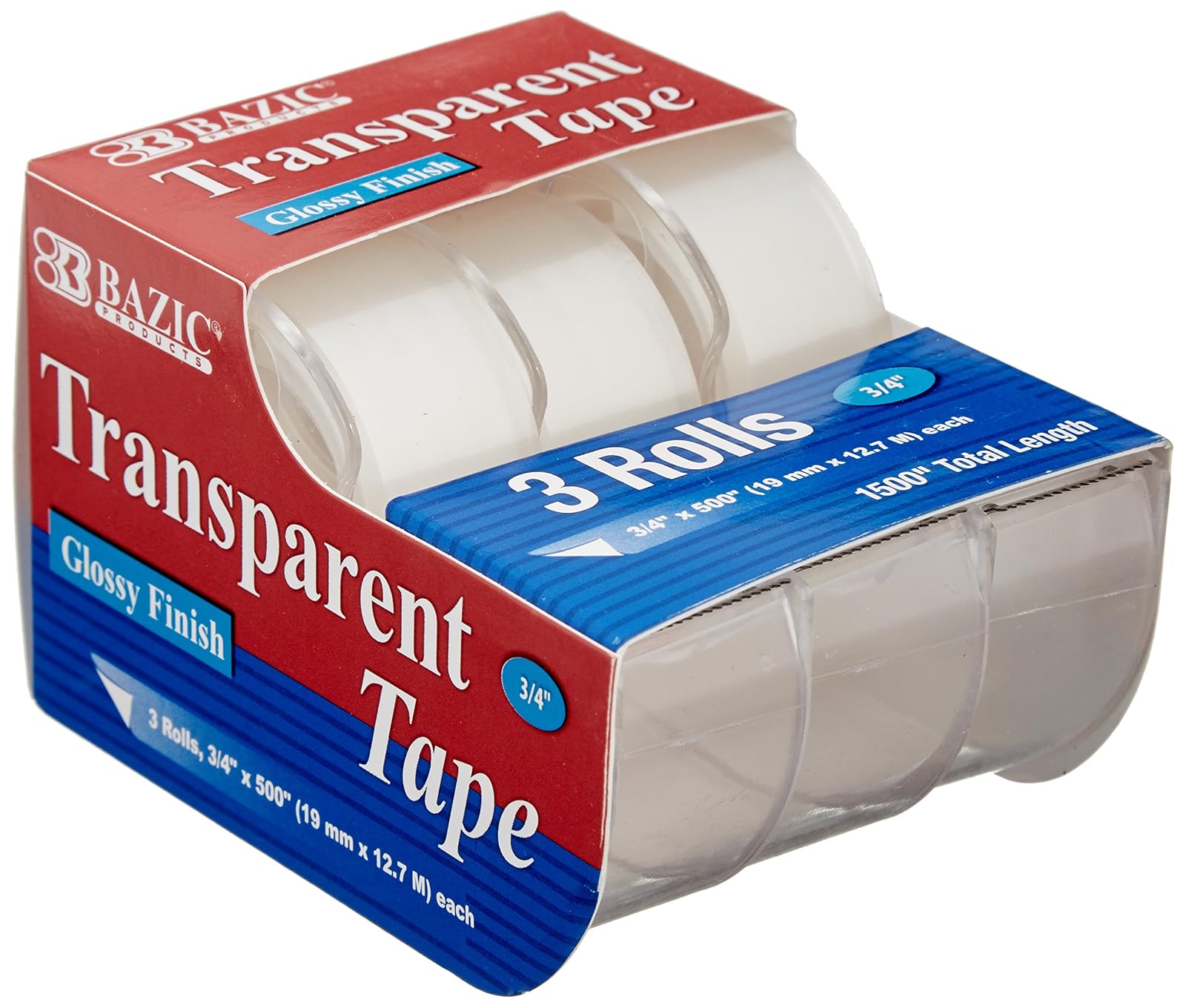 BAZIC 3/4" X 500" Transparent Tape (3/Pack)