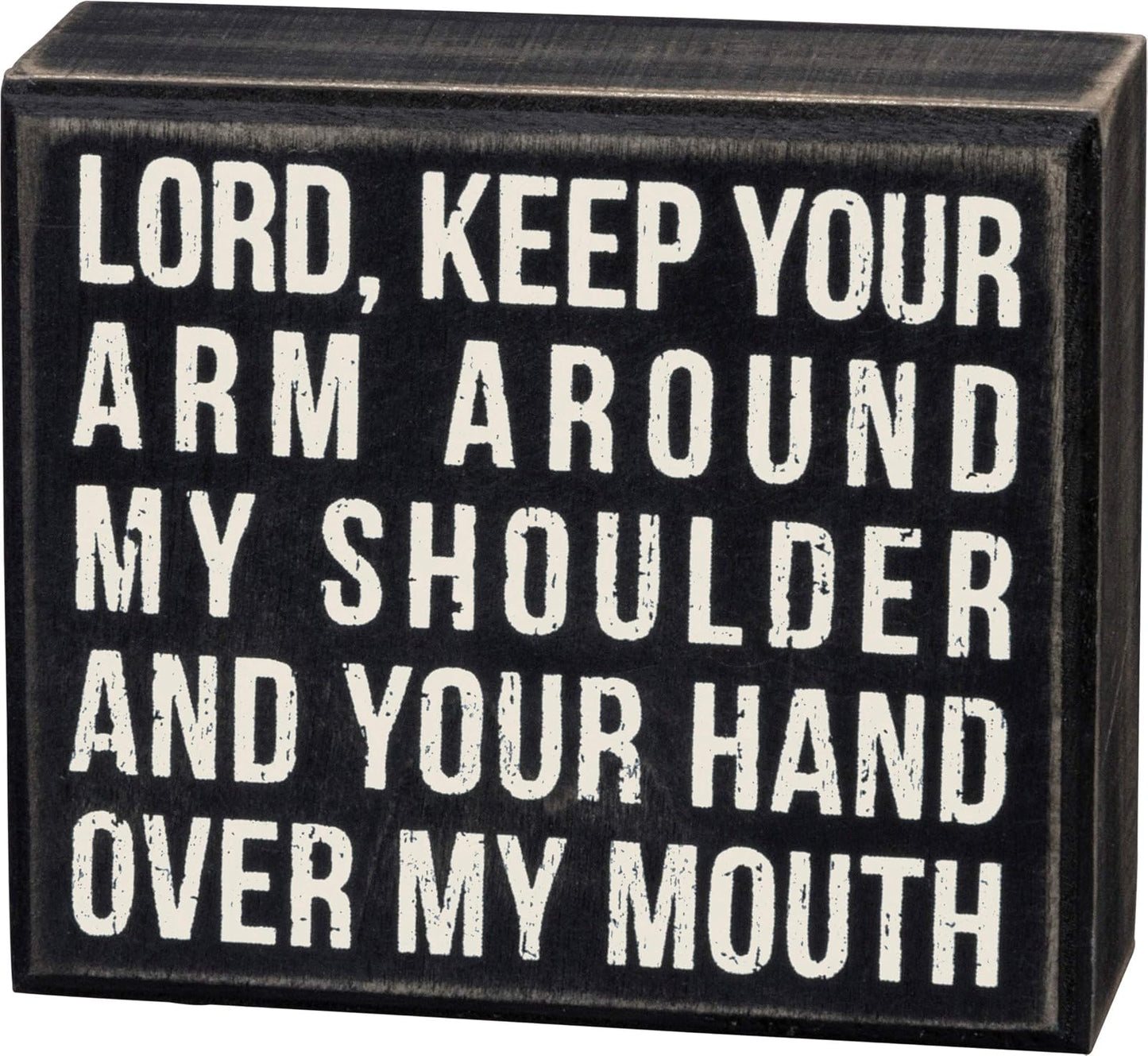Primitives by Kathy Box Sign 3.5-Inch by 4-Inch Hand Over My Mouth