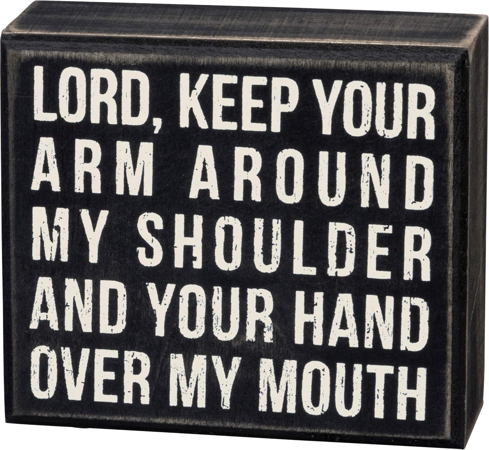 Primitives by Kathy Box Sign 3.5-Inch by 4-Inch Hand Over My Mouth
