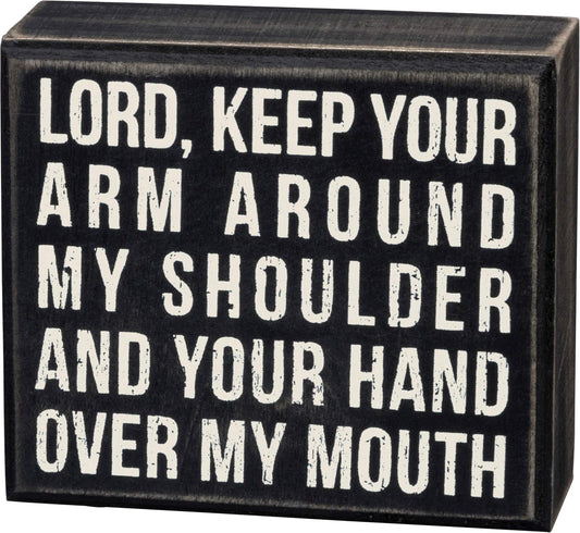 Primitives by Kathy Box Sign 3.5-Inch by 4-Inch Hand Over My Mouth