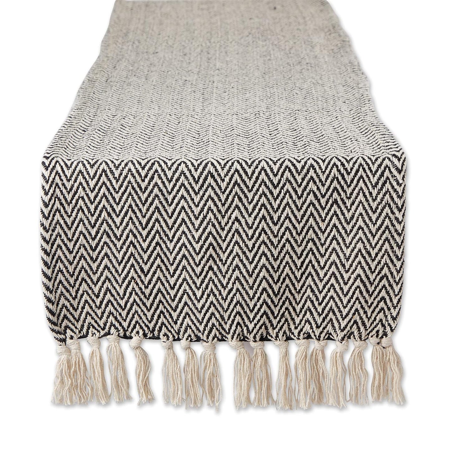 DII Design Woven Basic Tabletop Collection, Chevron Table Runner, 15x72, Black