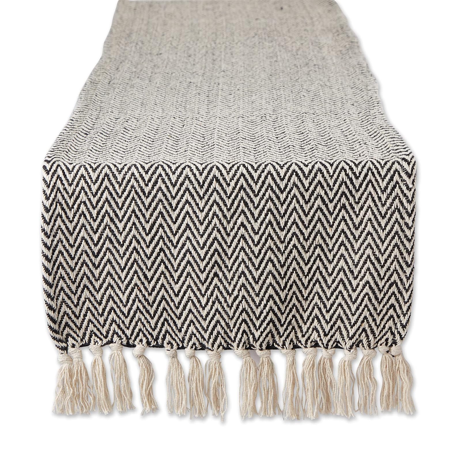 DII Design Woven Basic Tabletop Collection, Chevron Table Runner, 15x72, Black