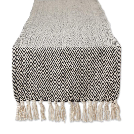 DII Design Woven Basic Tabletop Collection, Chevron Table Runner, 15x72, Black