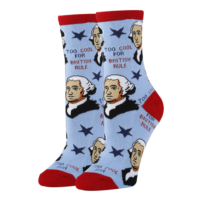 ooohyeah Women's Novelty Funny Political-Theme Crew Socks, Fun Crazy Dress Socks Gifts, Georgy Washington