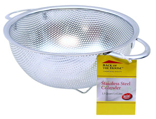 Tablecraft 1.5 Quart Colander with Handles, Stainless Steel (H901BH)