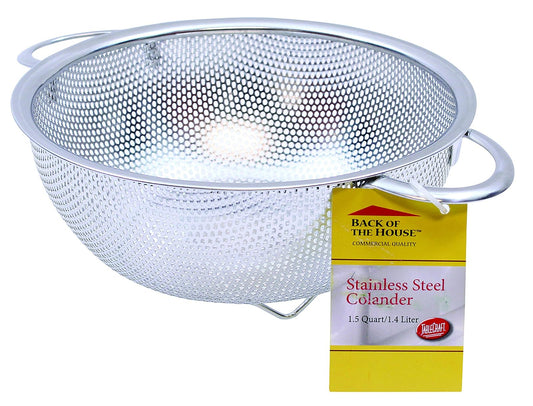 Tablecraft 1.5 Quart Colander with Handles, Stainless Steel (H901BH)