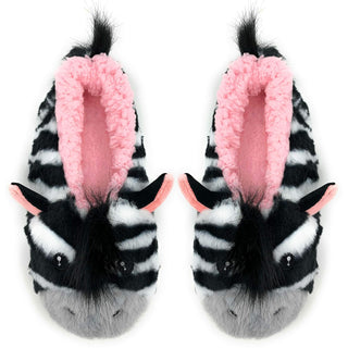 Oooh Yeah Socks Funny Fluffy Animal Womens Sherpa Slippers (Medium, ZZ Zebra, numeric_7)