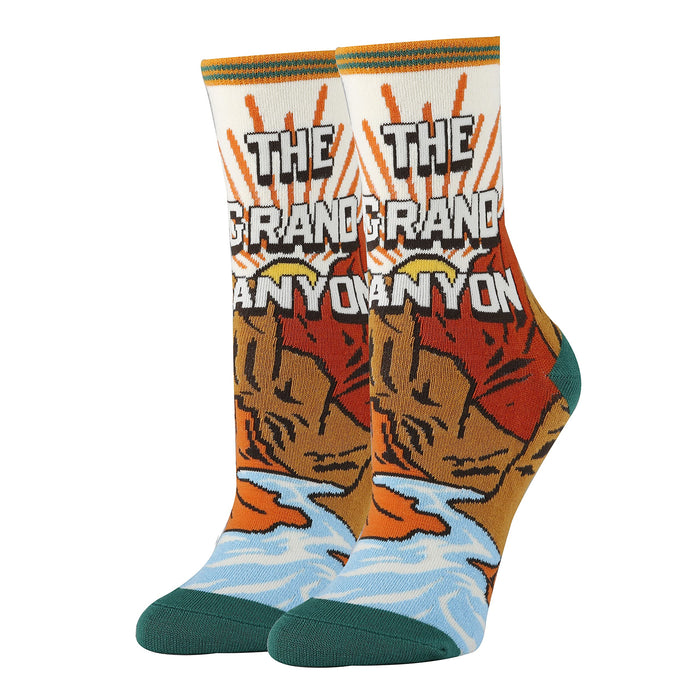 Women's Novelty Crew Socks - National Park, Oooh Yeah Funny Fun Crazy Cool Socks, Casual Dress Socks (Grand Canyon), Size 5-10
