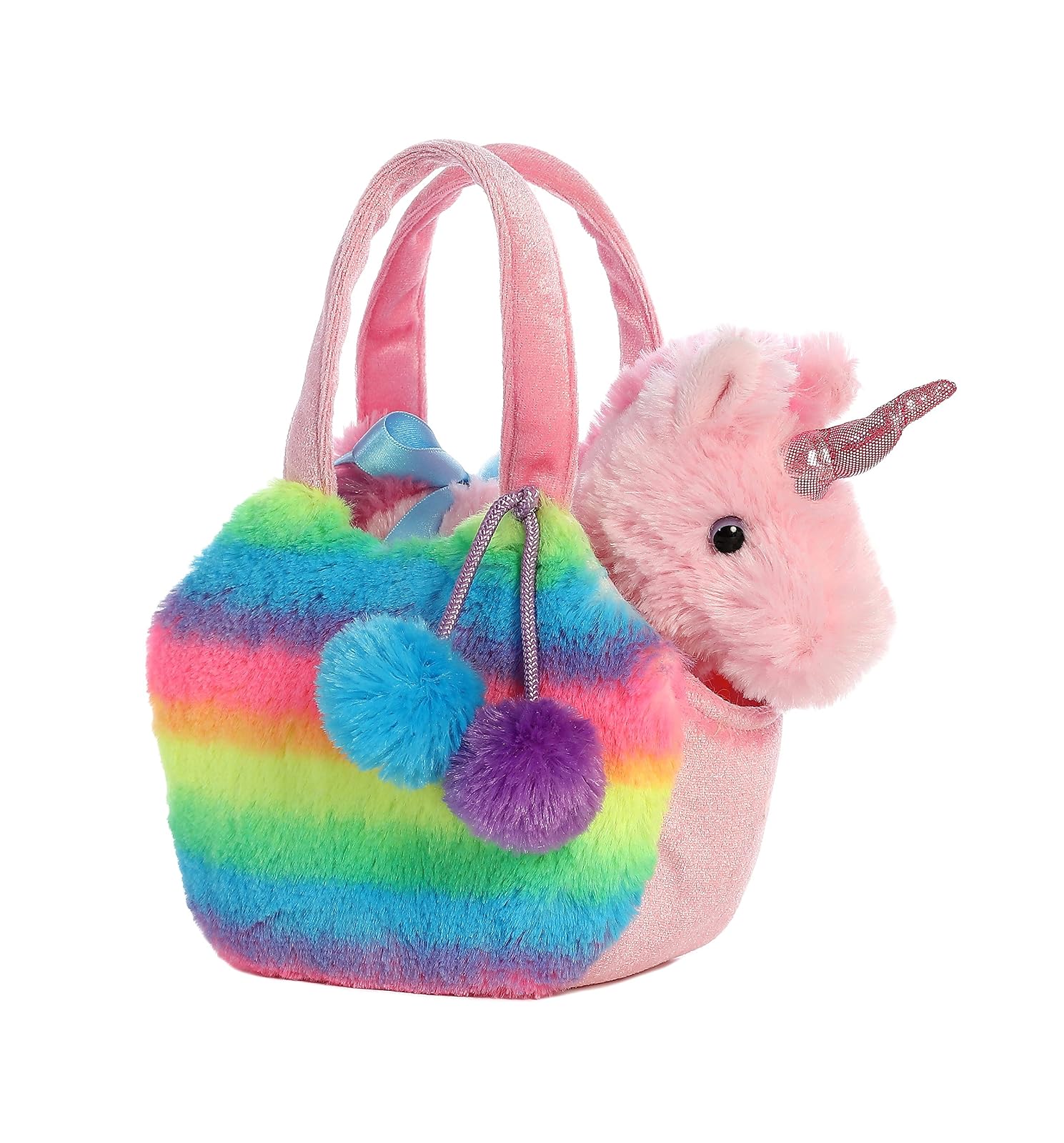 Aurora World Fancy Pals Pet Unicorn Carrier Plush, Rainbow