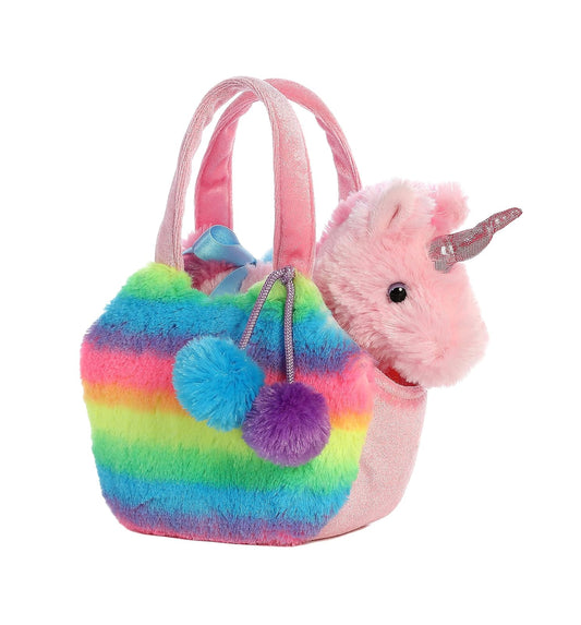 Aurora World Fancy Pals Pet Unicorn Carrier Plush, Rainbow