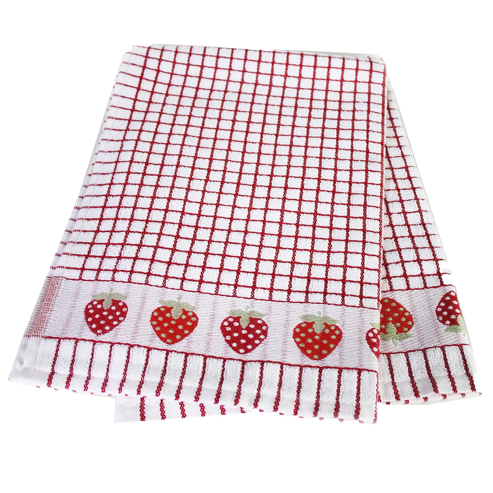 Samuel Lamont Poli-dri Jacquard Towel White with Red and STRAWBERRIES trim