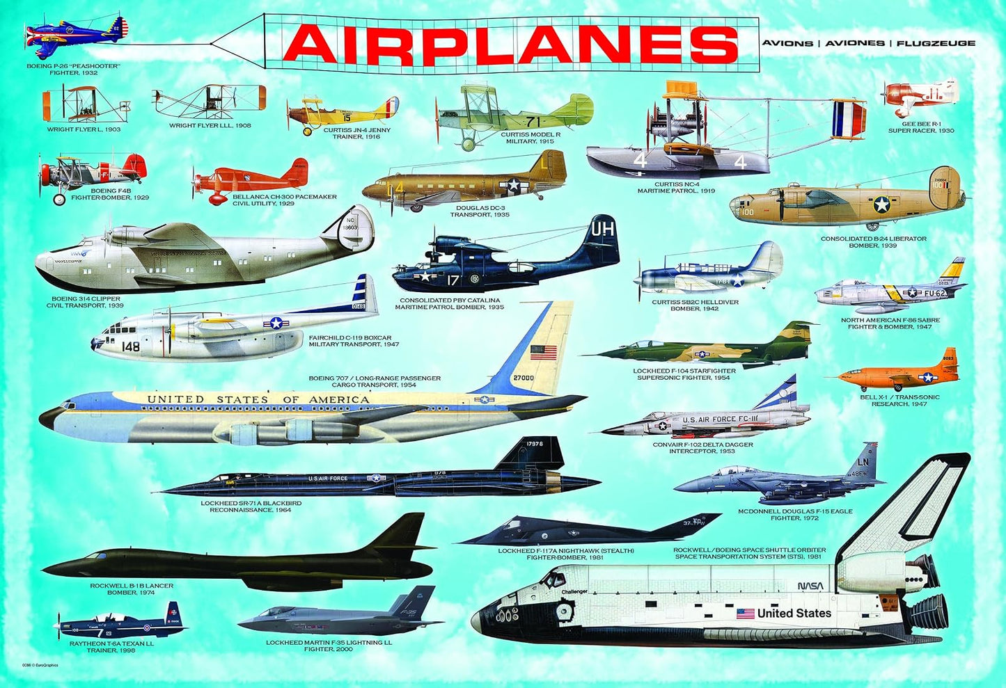 Eurographics Airplanes 100 Piece Jigsaw Puzzle