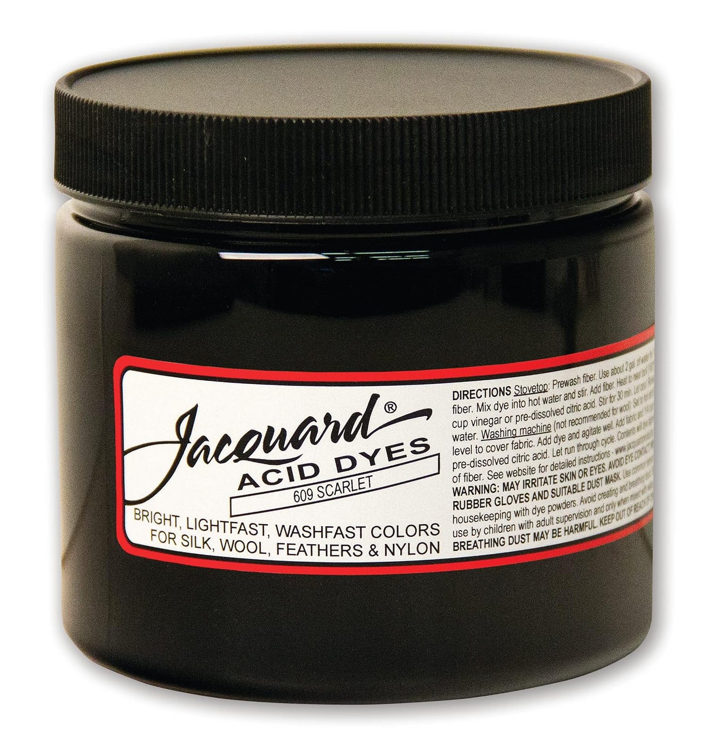 Jacquard Acid Dye for Wool, Silk and Other Protein Fibers, 8 Ounce Jar, Concentrated Powder, Scarlet 609