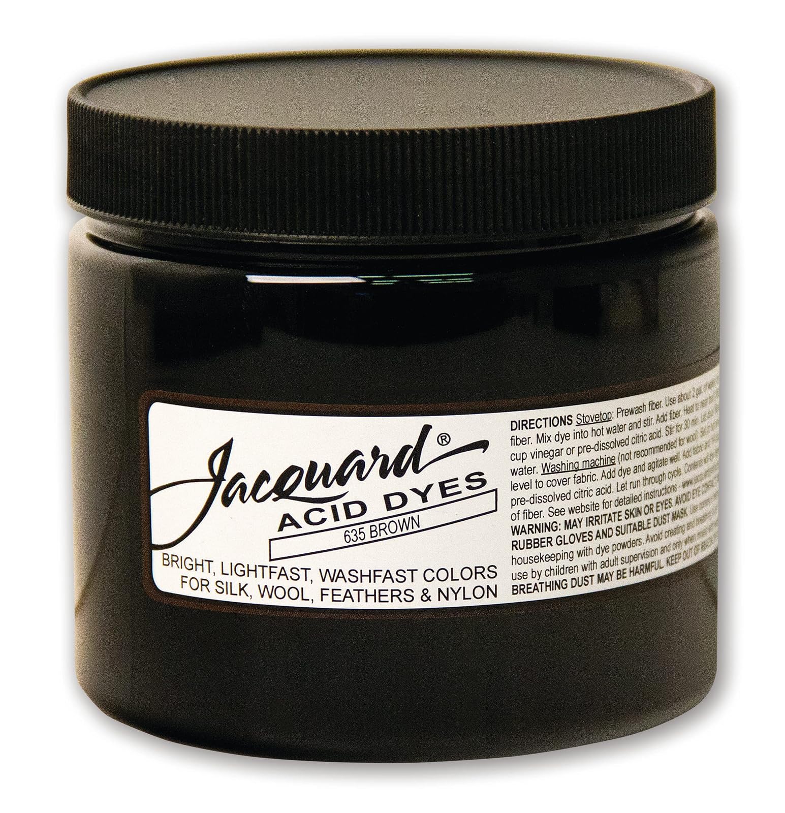 Jacquard Acid Dye for Wool, Silk and Other Protein Fibers, 8 Ounce Jar, Concentrated Powder, Brown 635